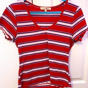 Red and blue teen shirt